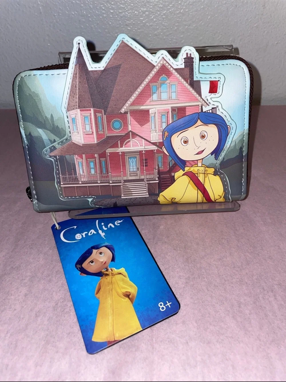Exclusive Loungefly Coraline Pink Palace Buttons Wallet & Other World Keychain